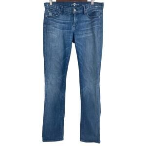 7 For All Mankind Straight‎ Leg Distressed Jeans Blue 30